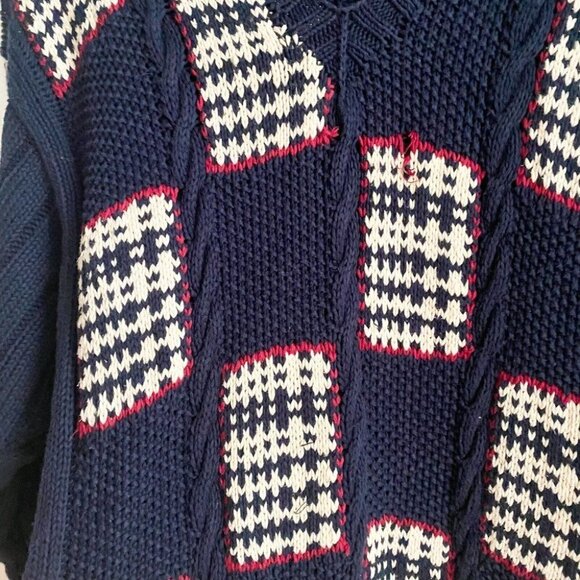 Vintage Pringle Blue Cotton Plaid Unique V Neck Pullover Hong Kong XL - Picture 4 of 6